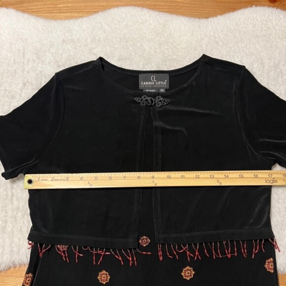 Carole Little Oriental Inspired Round Neck Dress with Mock Short Cardigan Sz 10 - Picture 9 of 11